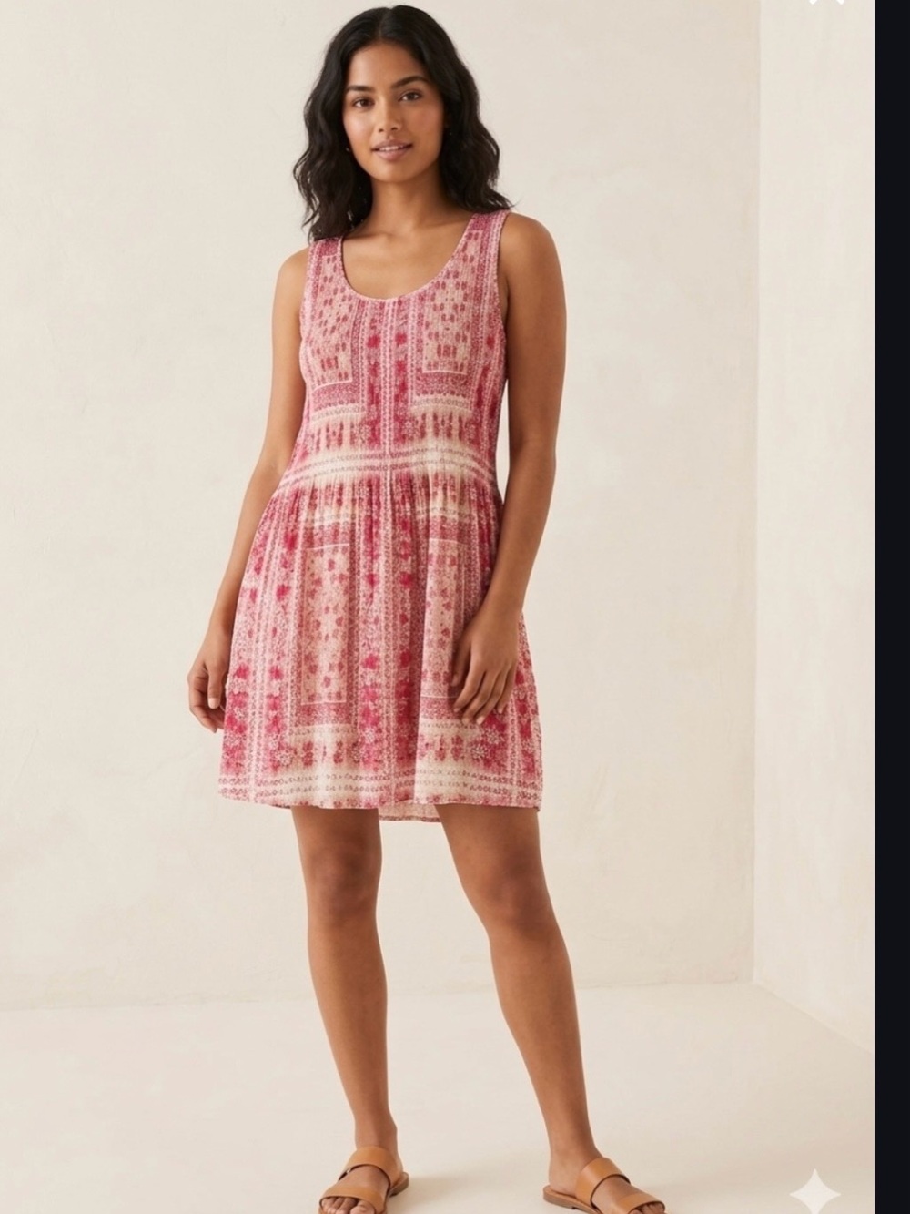 Jane and Delancey Pink Printed Scoop-Neck Mini Dress